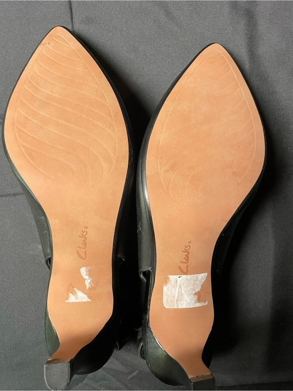 Clarks Black Pointed-Toe Slingback Kitten Heels